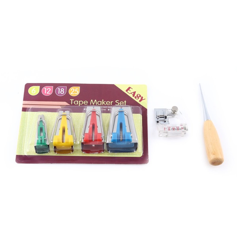 6Pcs Bias Tape Maker Kit Quilt Binding Tool 6/12/18/25mm Guide