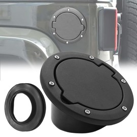 JK Fuel Filler Door Cover, JK Gas Fuel Tank Cap Cover Black Fit For 2007 2008 2009 2010 2011 2012 2013 2014 2015 2016 2017 2018 Wrangler JK & Unlimited Sport Rubicon Sahara Gas Tank Cap Fuel Cap