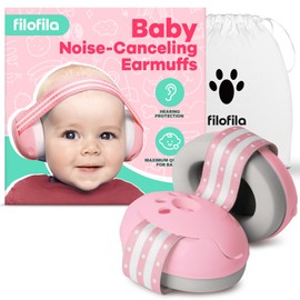 FiloFila Baby Noise Canceling Headphones, Comfortable Baby Ear Protection Earmuffs, Block Out Noise, Improve Sleep, Designed for Babies up to 36 Months for Sleep and Travel Purposes (Pink)