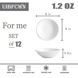 UIBFCWN 12 Pack Ceramic Dipping Bowls, 3 Inch Dipping Sauce Bowls/Dishes, 1.2 oz Soy Sauce Dish, Asian Dipping Dishes for Ketchup, BBQ, Side Dish, Sushi, Condiments, Appetizer