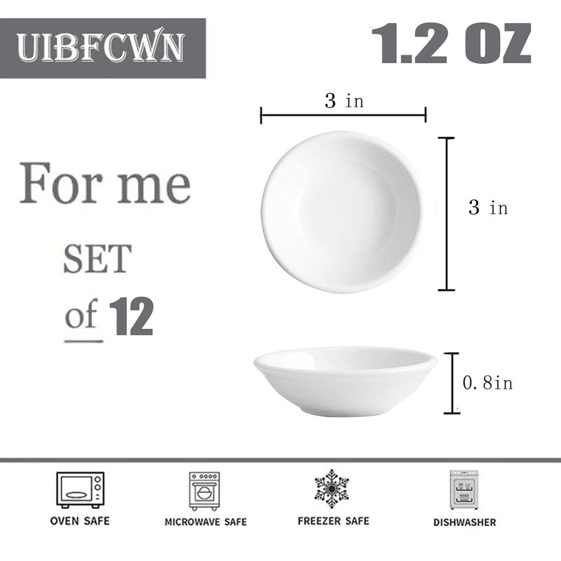 UIBFCWN 12 Pack Ceramic Dipping Bowls, 3 Inch Dipping Sauce