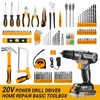 Cordless Drill Tool Kit Set: 20V Power Drill Tool Box