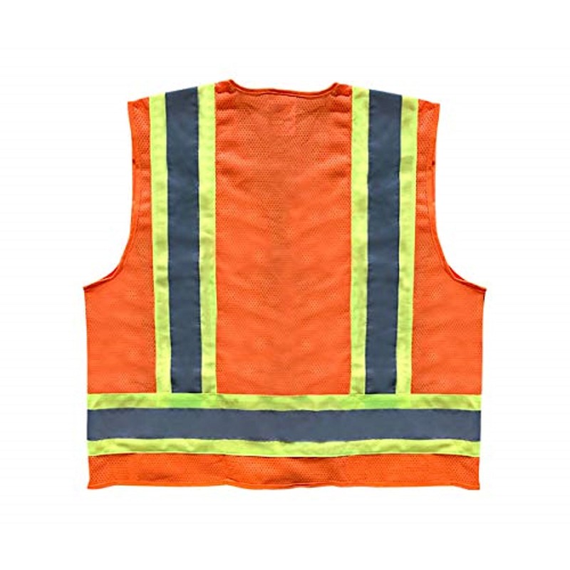 Safety Main Premium High Visibility Surveyor Vest Solid Front Mesh