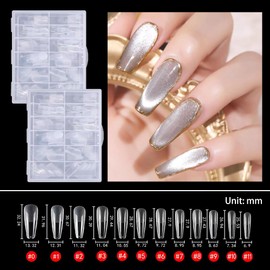 Oruiiju Lang Coffin Nail Tips, Nail Tips for Gel Nails, Ballerina Nail Tips, Full Cover False Nail Tips, for Nail Salons and DIY Nail Art (240 Pieces, 12 Sizes)