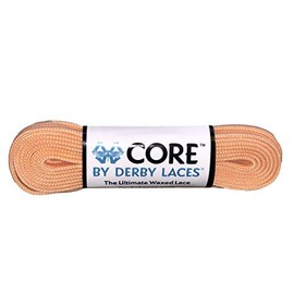 Derby Laces CORE Narrow 6mm Waxed Lace for Figure Skates, Roller Skates, Boots, and Regular Shoes, Peach, 108 Inch / 274 cm