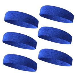 TOPTIE 6 Pieces Sweat Headbands Sport Cotton Terry Cloth Headbands-Royal Blue