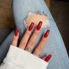 Red Press On Nails Medium Long Square, KQueenest Medium Coffin