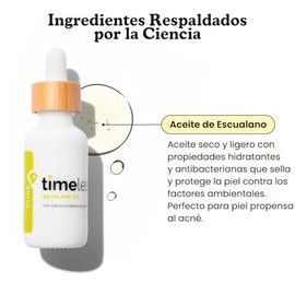 TIMELESS Aceite de Escualano 100% Puro 30 ml - aceite facial y corporal hidratante ligero derivado del aceite de oliva - skincare body oil para rostro, cuerpo y cabello