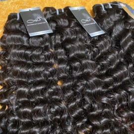 US Stock Indian Wavy Curl Body Deep Natural Staight Raw Burmese Curly Bundles Human Hair Extensions for Hair Wholesalestyle: 1 bundle Body wave, color: Natural black, Stretched Length: 30 inches