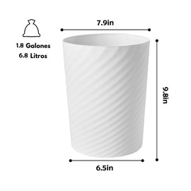 Timotech Bote de Basura Pequeño, Set de 3 Botes de Basura de 6.8 Litros, Cesto de Basura Delgado y Compacto, Bote de Basura de Plástico para Cocina, Dormitorio, Oficina, Sala (Blanco)