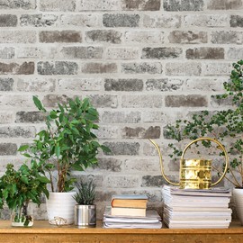 Guvana 17.3"×118" Brick Peel and Stick Wallpaper Brick Wallpaper Grey Brown 3D Brick Self Adhesive Wallpaper Removable Contact Paper Brick Textured Vintage Wallpaper Decorative Wall Classroom Covering