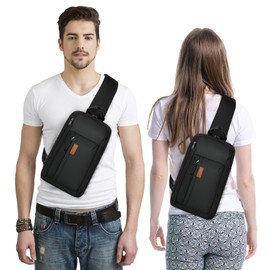 Large Sling Bag for Men Lightweight Waterproof Crossbody Bag Travel Hiking Bag Chest Bag Sling Backpack for Cycling Sport, Black