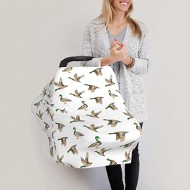 Mallard Duck Baby Stuff Car Seat Cover for Baby Carseat Covers for Girl Boy Stretchy Soft Breathable Breastfeeding Infant Car Seat Canopy Carrier Cover