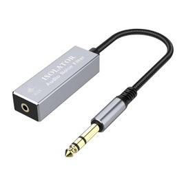 Ground Loop Noise Isolator, Noise Filter for Car Audio/Home Stereo System (Eliminate The Buzzing Noise Completely) with 6.35mm Nylon Braided Audio Cable