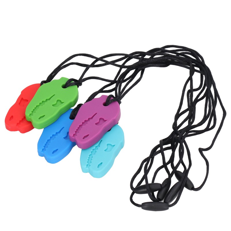 5pcs Infants Teething Necklace Silicone Exercise Senses Soothing Gum Chewing
