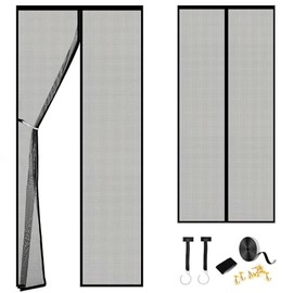 MyGift Magnetic Screen Door – Mosquito Net, Mesh Curtain with Hands-Free Closure, 82 x 33 inches – Easy Installation, Pet & Kid Friendly, Keeps Bugs Out