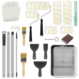 MXOYOXM 26 PCS Paint Roller Kit with Extension Pole,9 Inch Blue Paint Tray and Roller Tray Liners,Mini Paint Roller 4 Inch and Paint Rollers 9 inch,Ideal for Wall Brushing