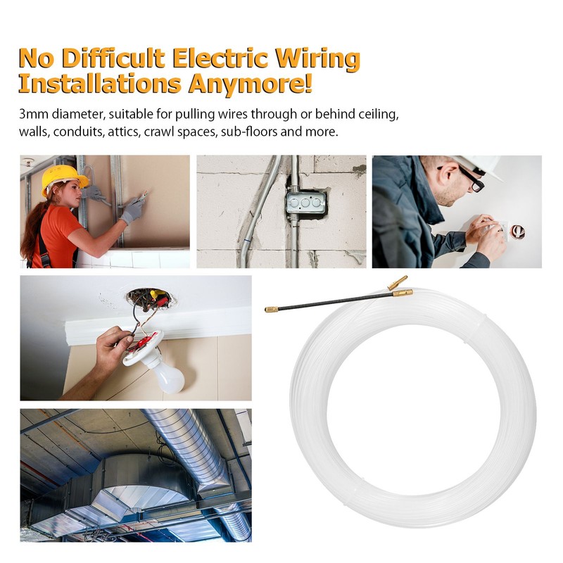 30m Fish Tape Wire Puller Cable Pulling Tool Through Wall