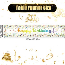 Yontree Geburtstag Deko Tischdeko Geburtstag Tischläufer für Kinder Mädchen Jungen 180 x 35cm