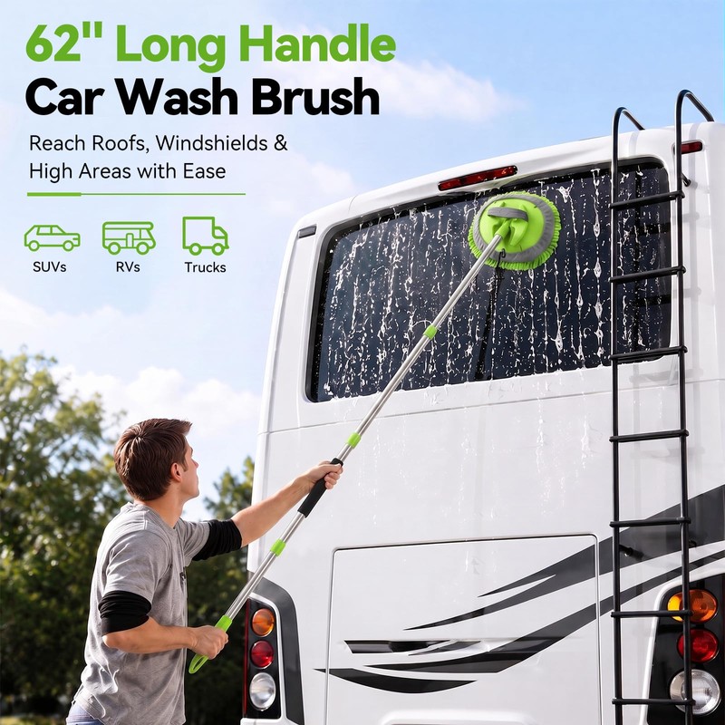 62" Car Wash Brush with Long Handle, 6Pcs Car Wash