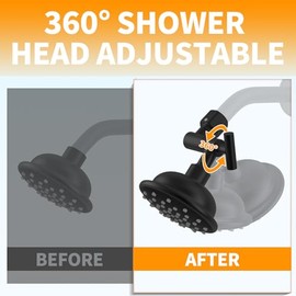 All Metal Shower Head Elbow Adapter, Adjustable Shower Head Extension Adapter Shower Arm Extension Connector for Showerhead, Wall Mounted - Black