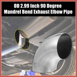 ACROPIX 1pcs OD 3 Inch 90 Degree Mandrel Bend Elbow SS304 Stainless Steel Bend Tube Exhaust Elbow Pipe for Car Modified Exhaust System 3" Piping Silver Tone Car Parts