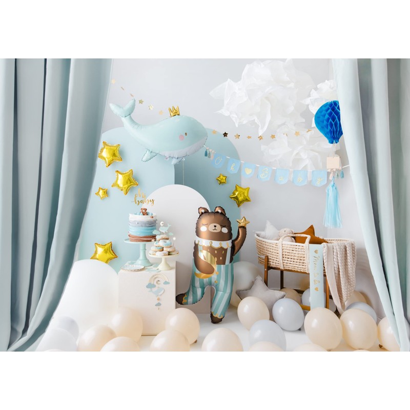 Set di 7 decorazioni per torta per bambini, balena, luna,