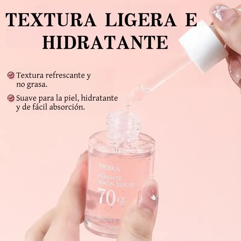 Peach Suero Facial Niacinamida 70% Hidratante Iluminador 30ml Coreano