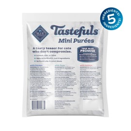 Blue Buffalo Tastefuls Mini Purées Natural Cat Treats, Chicken, Tuna, Salmon Variety Pack, 0.5 oz. Single Servings, 24-Count