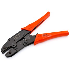Heschen Ratchet Crimper Plier, HS-10, Non-Insulated & Bare Terminals Crimping Tools, Use for 1.5-6 mm² (15-10 AWG), Red