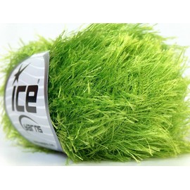 Lime Green Eyelash Yarn, 50 grams (1.75 ounces) 70 meters (76 yards) Polyester
