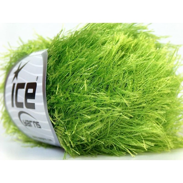 Lime Green Eyelash Yarn, 50 grams (1.75 ounces) 70 meters