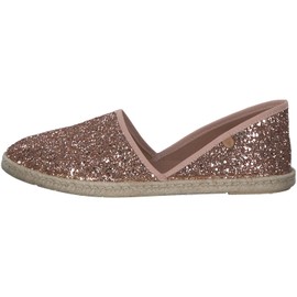 VERBENAS Women's Carmen Glitter Espadrille Textile in Black with Rhinestones and Leather Sole, Monrovia