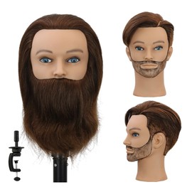 Sirydtm12" Barber Mannequin Head Male 100% Real Hair Blue eyes Mannequin Head with Human Hair Styling Practice Doll Head for Practicing Haircut & Hairdresser Manikin Doll Head With Free Clamp Stand(4)