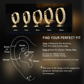 Jewseen 14K Gold Huggie Hoop Earrings 20G Tiny Gold Hoop Earrings Small Endless Hinged Hoops for Earlobe CZ Cartilage Hoop Cartilage Earring Helix Hoop Tragus Earrings for Women Men