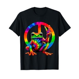 Frog Peace Sign Tie Dye Frog Hippie T-Shirt