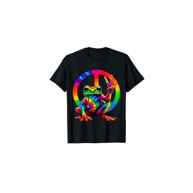 Frog Peace Sign Tie Dye Frog Hippie T-Shirt