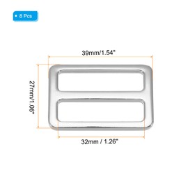 PATIKIL Metal Tri-glide Slide Buckle 32mm, 8 Pcs Zinc Alloy Adjuster Sliders Webbing Strap Fasteners for Bag Belt Dog Collar Harness Backpack, Silver