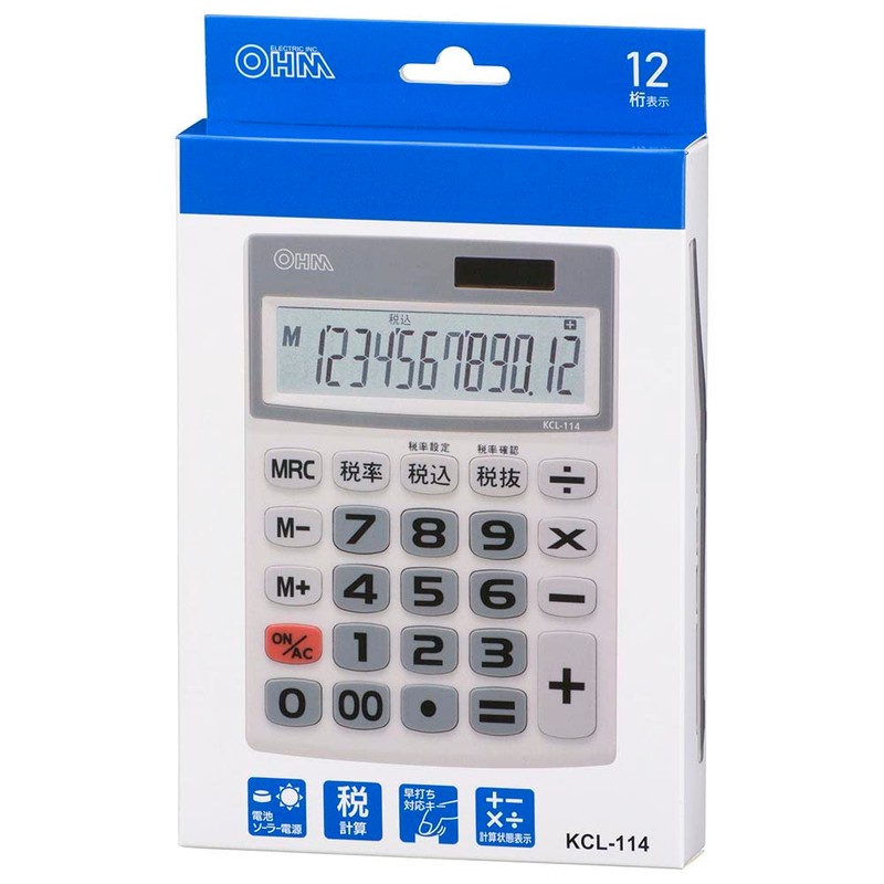 Ohm Electric KCL-114 12-Digit Calculator (Large LCD, Large Keys, 2