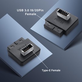 SinLoon USB 3.0 Front Panel Header USB 3.0 19/20Pin to Type E Motherboard Header Adapter USB 3.0 19Pin Female to Type-E Female Front Connector Converter (Type A)