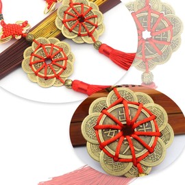 Chinese Knot Tassel Lucky Coins Feng Shui Tassel Chinese Style Lucky Charm for Home Office Decoration and Car Interiors