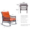 DECMICO Outdoor Rattan Wicker Rocking Chair 3 Pieces Patio Conversation
