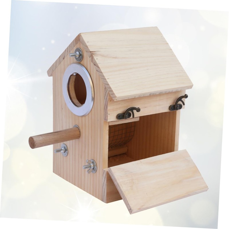 CORHAD Natural Solid Wood Bird Nest Breeding Box No Paint