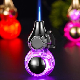 Jet Torch Lighter, Butane Refillable Cool Lighter with Visible Fuel Tank and Adjustable Flame Dial, Gourd Shape Lighters for Men Dad Husband (Fuel Not Included)