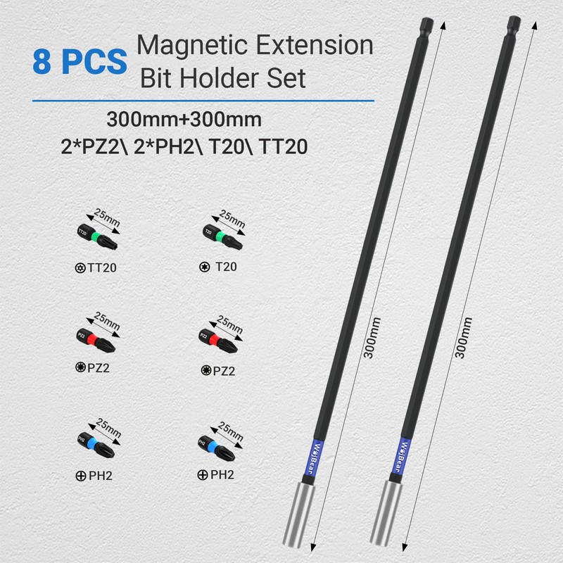 WojBear 2 PCS Magnetic Extension Bit Holder Set, 2 *