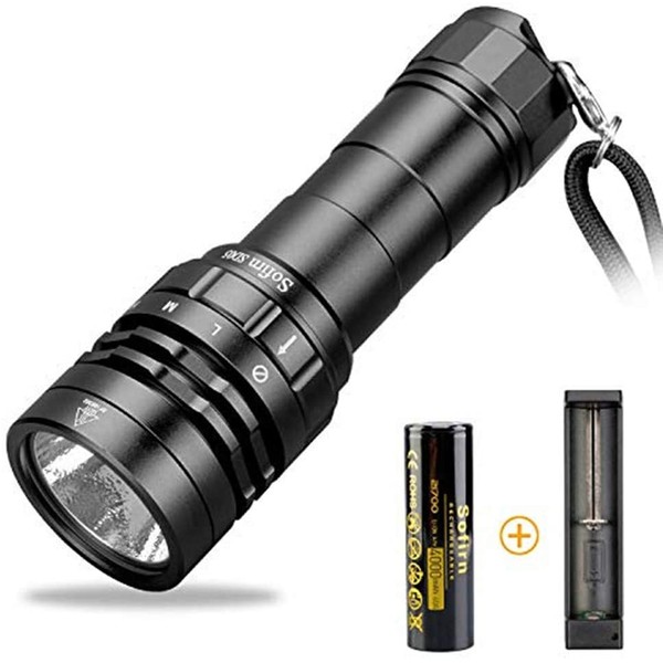 sofirn Scuba Diving Flashlight, SD05 3000lm Powerful Waterproof Light, 100m Underwater, with Rechargeable Battery Inserted and USB Charger