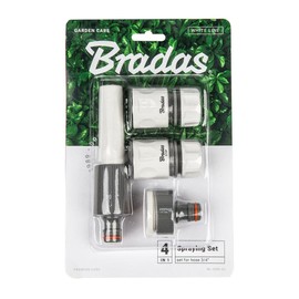 Bradas 4-Piece System Connection Set for Garden Hose 3/4 Inch Hose Quick Coupling White Line 1794