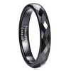 Greenpod 4MM Black Tungsten Carbide Promise Rings Faceted Edge Dome