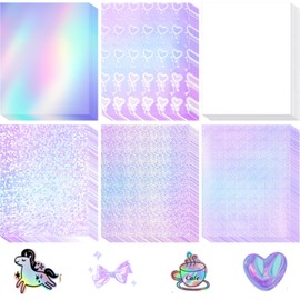 Sherr 120 Pcs Holographic Stickers Paper 8.5x11 Inch Printable Vinyl Glossy Sticker Self Adhesive Rainbow Printer Paper for Inkjet and Printer Waterproof Vinyl Glitter Laminate Sheets (Multi Style)