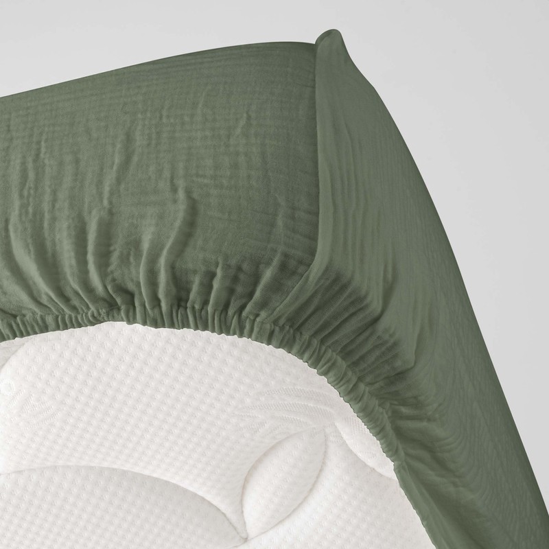 douceur d'intérieur, Fitted Sheet (140 x 190 cm) Angelia Khaki,